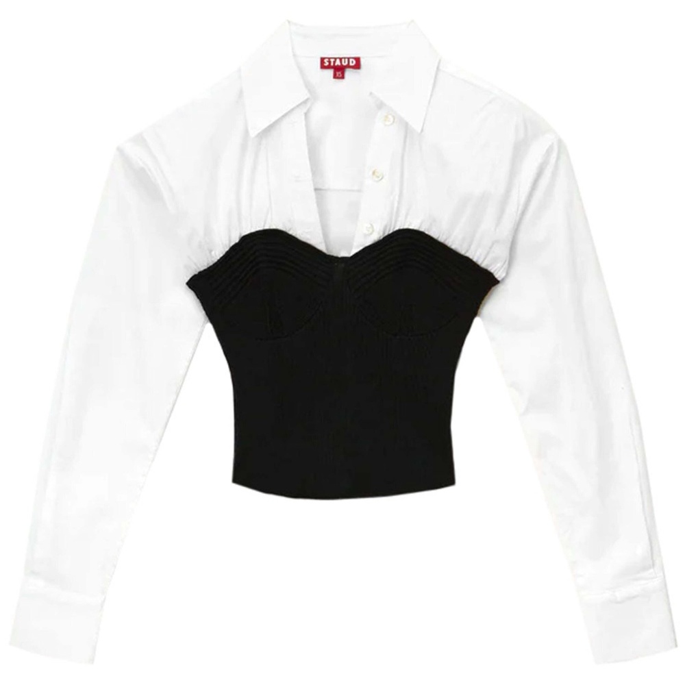 STAUD Hazel Top Size XS Sweater Button Up Corset Style Dark Academia 90s Style